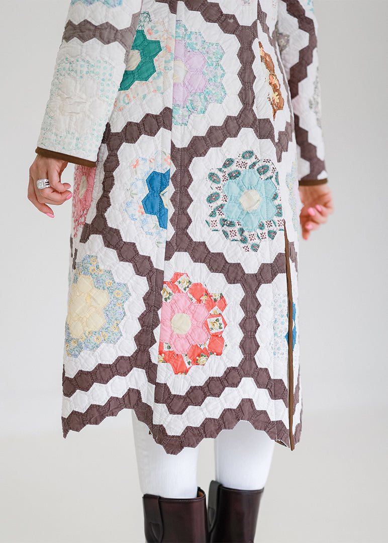 Chocolate Brown Flower Garden Trench Jacket