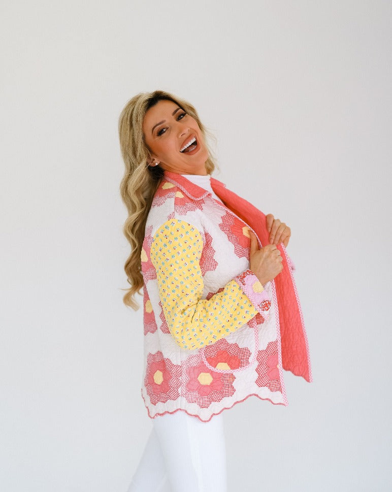 Bright Pink and Yellow shirt Jacket