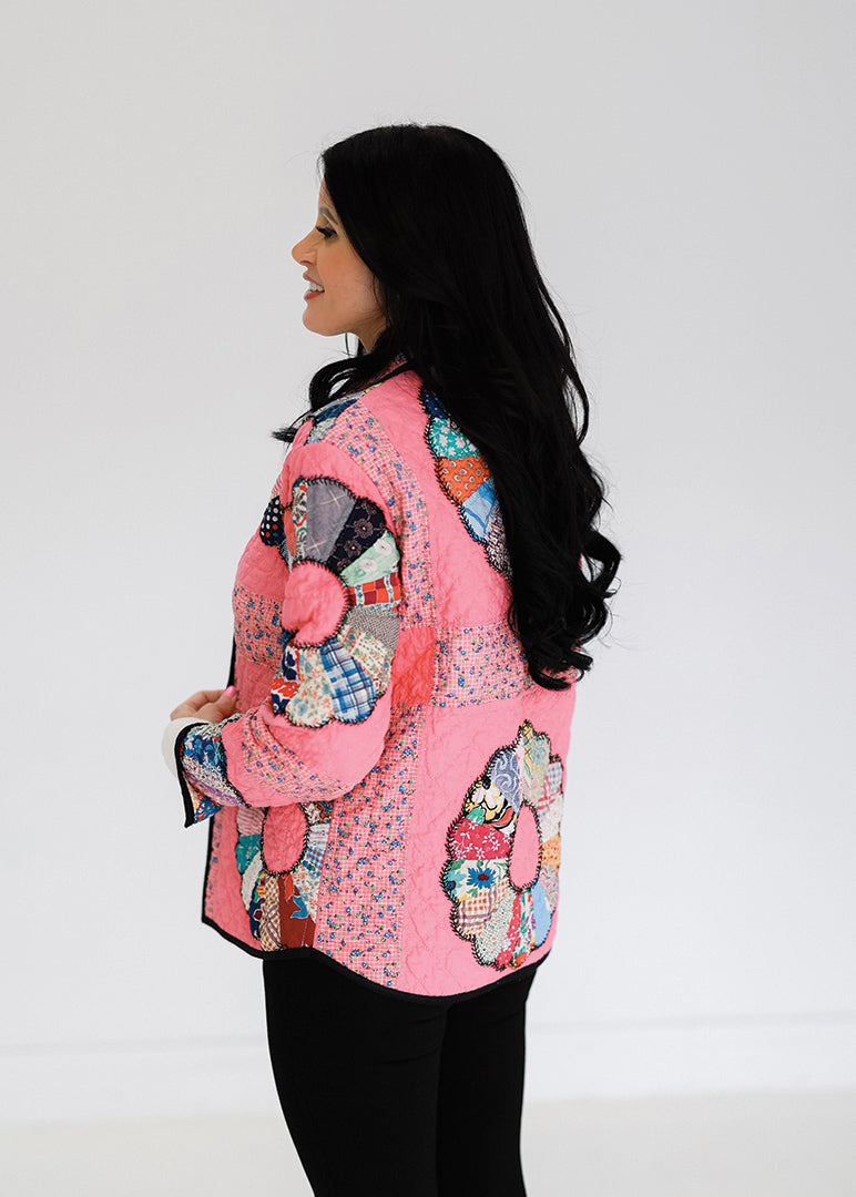 Pink and Black Dresden Plate Shirt Jacket