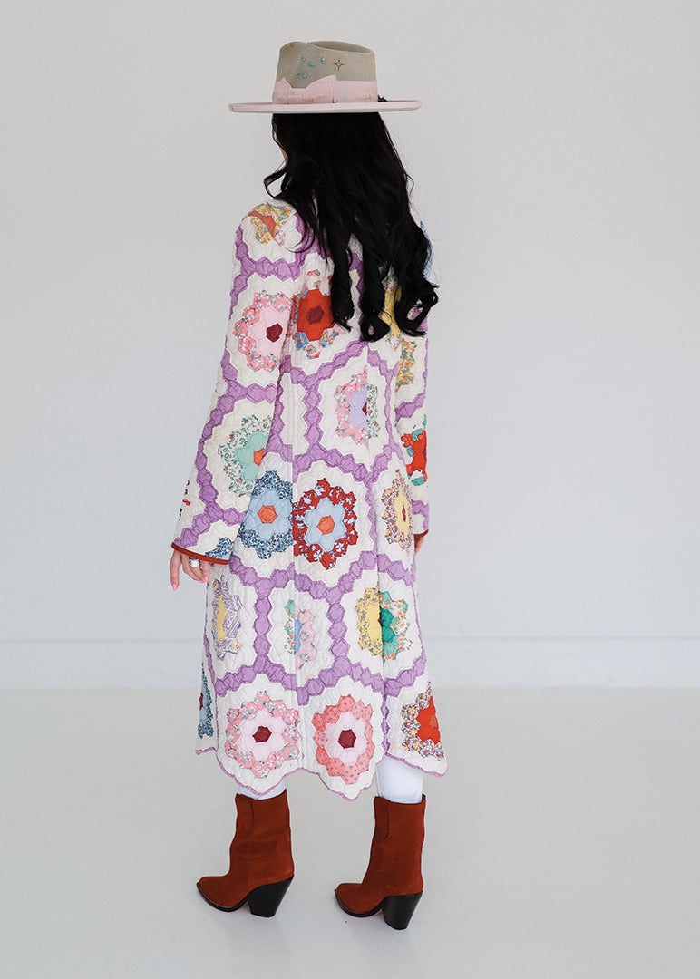Purple Flower Garden Trench Coat