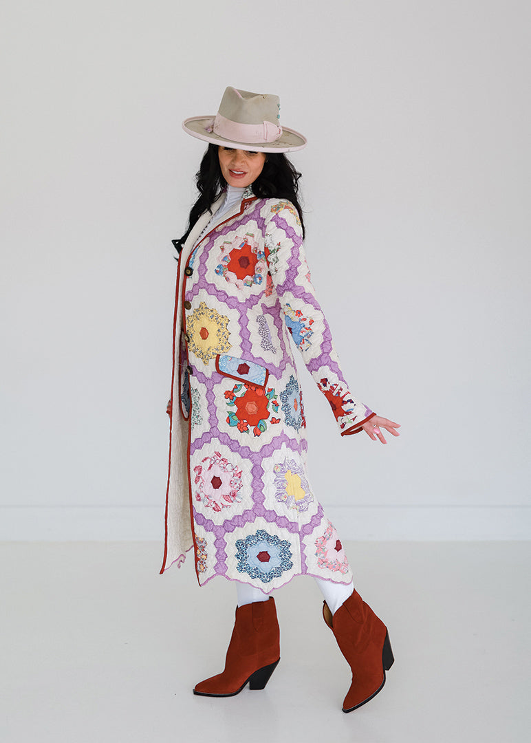Purple Flower Garden Trench Coat