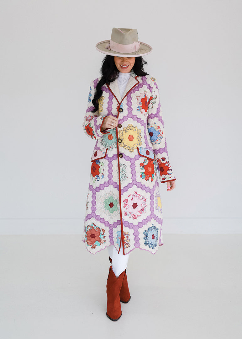 Purple Flower Garden Trench Coat