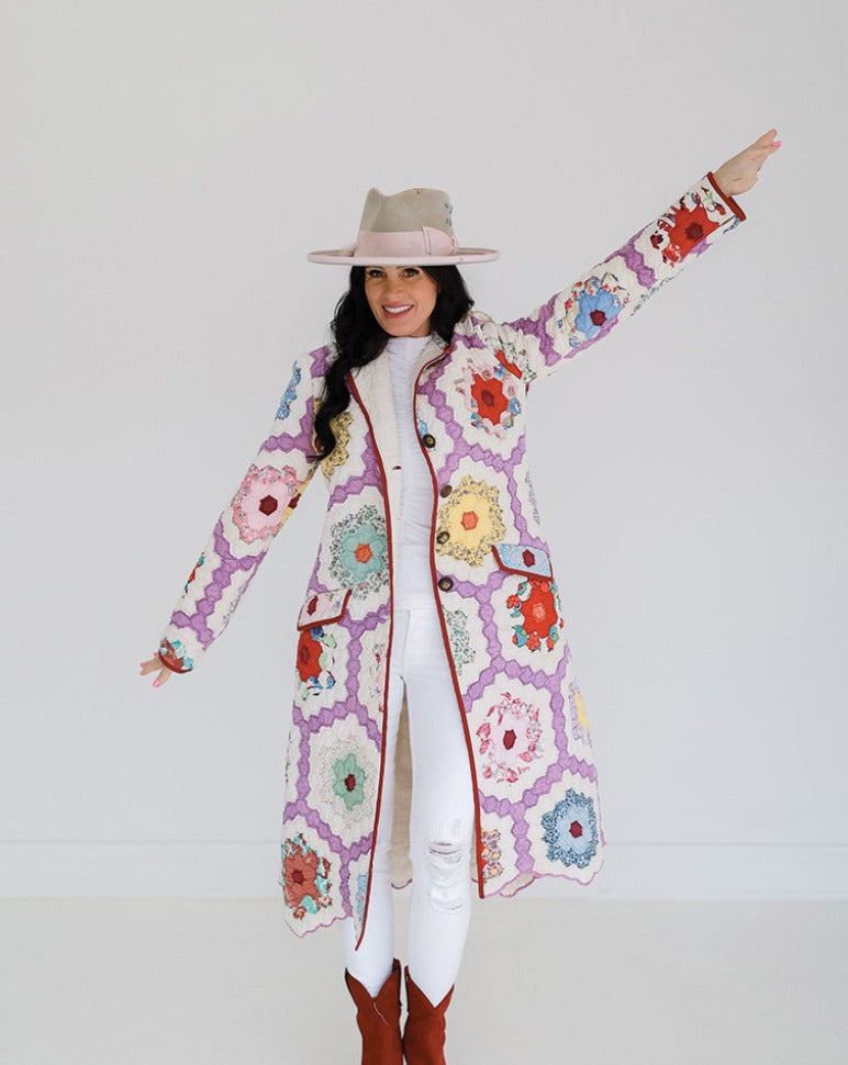 Purple Flower Garden Trench Coat