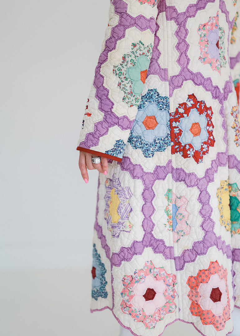Purple Flower Garden Trench Coat