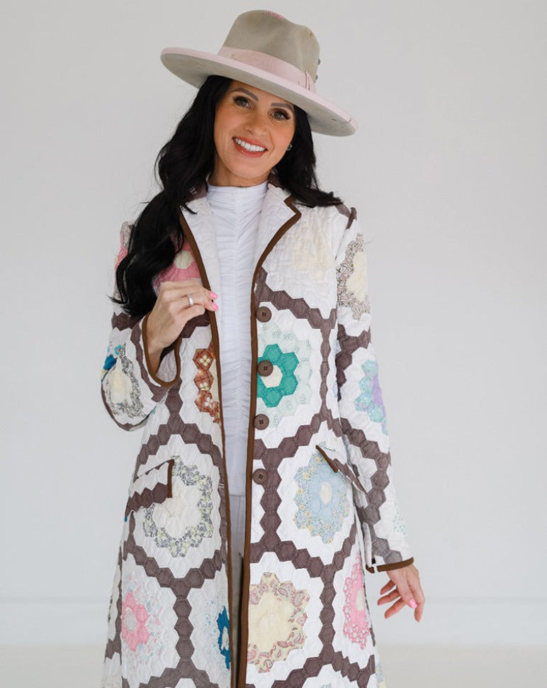 Chocolate Brown Flower Garden Trench Jacket