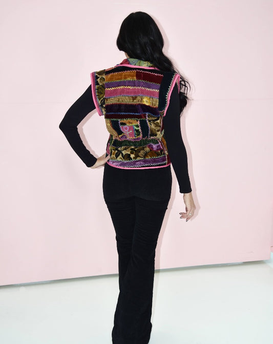 Dark Pink Velvet Vest