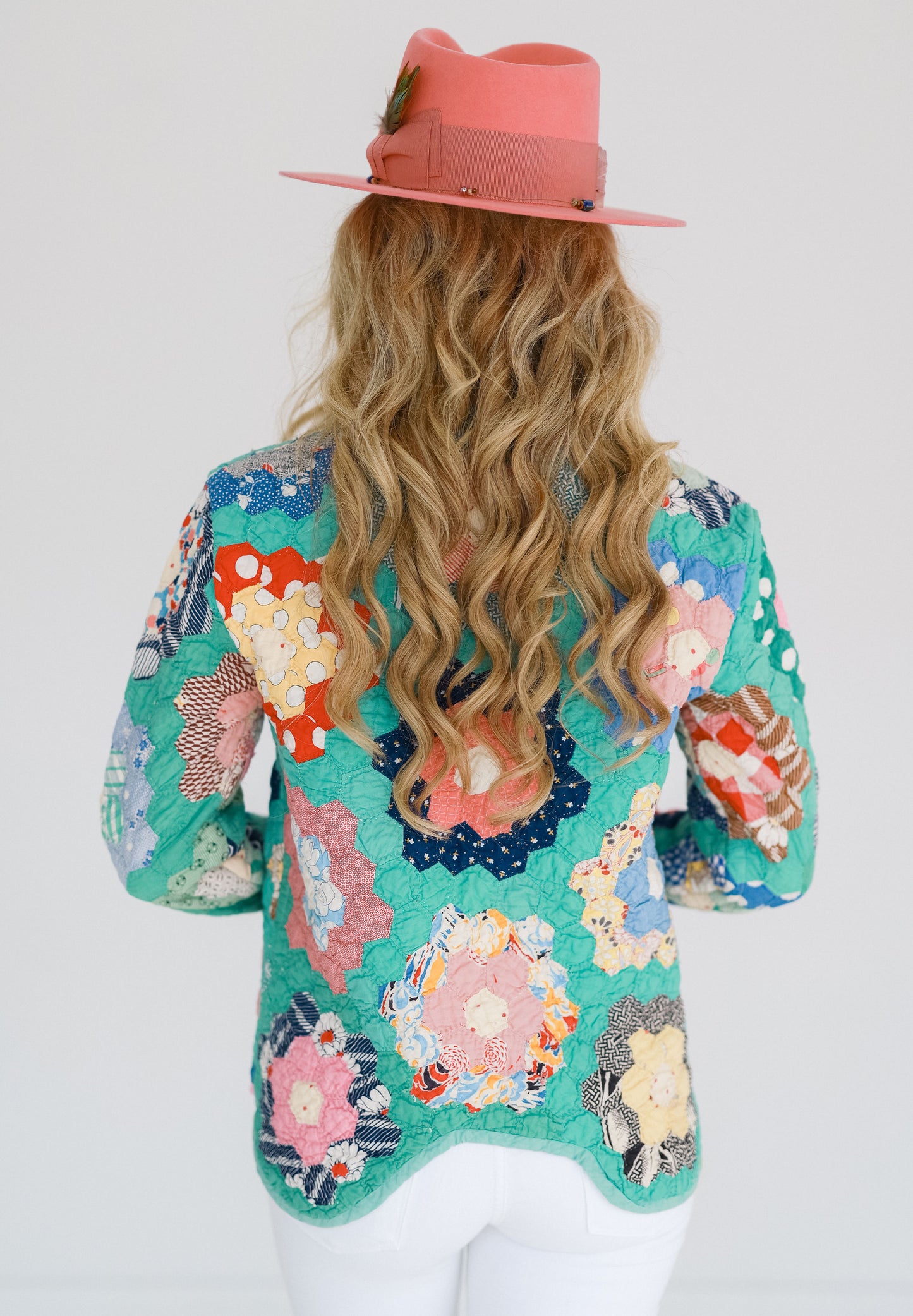 Teal Green Flower Garden Shirt Jacket