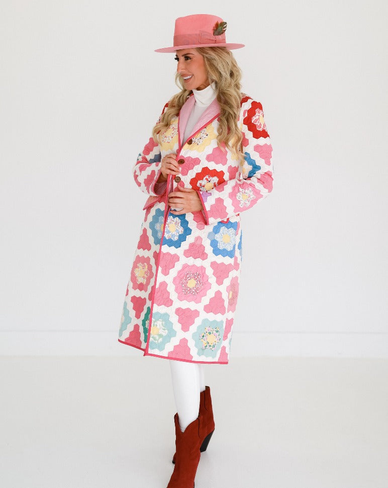 Pink and Red Flower Garden Trench Coat