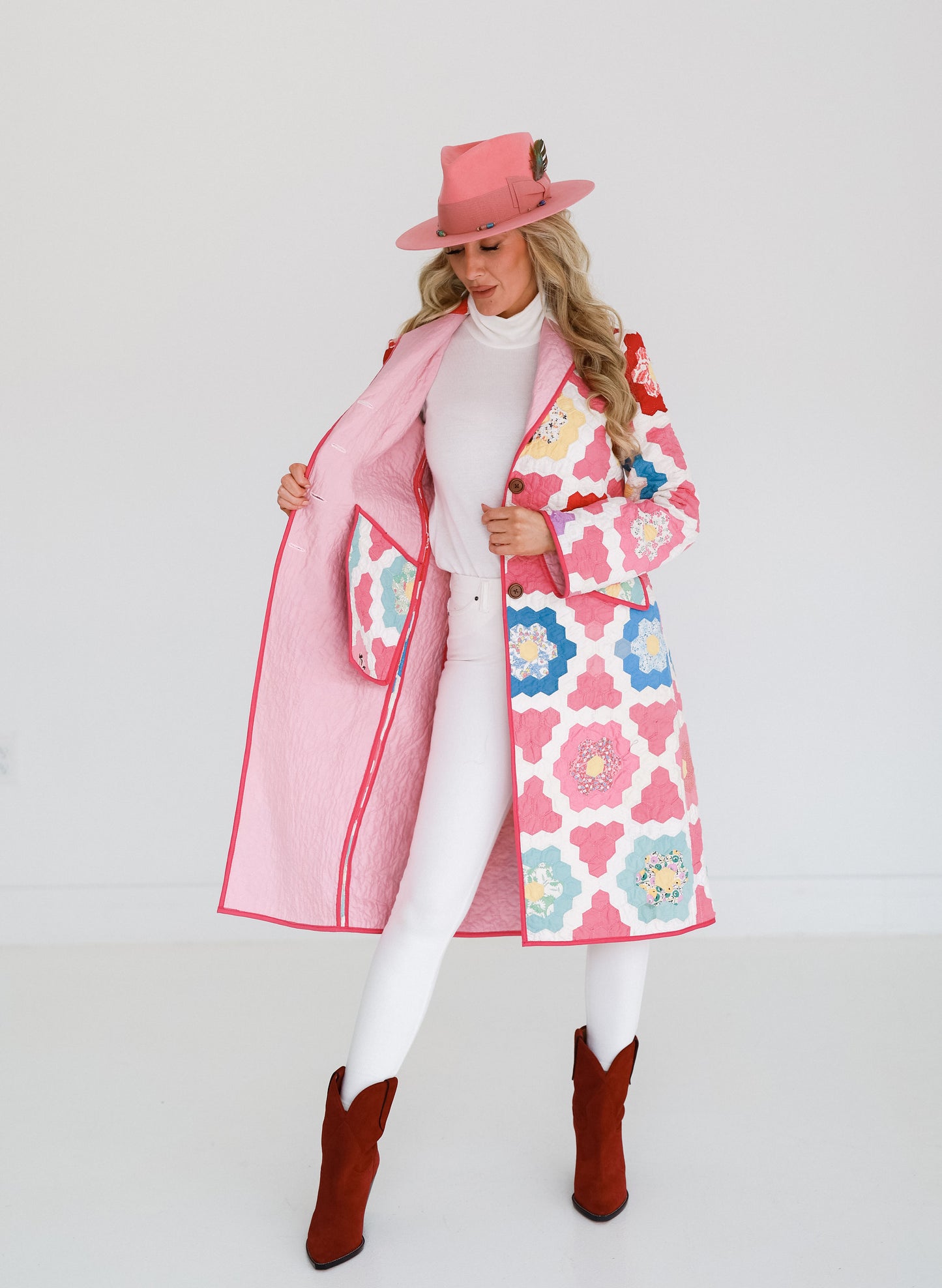 Pink and Red Flower Garden Trench Coat