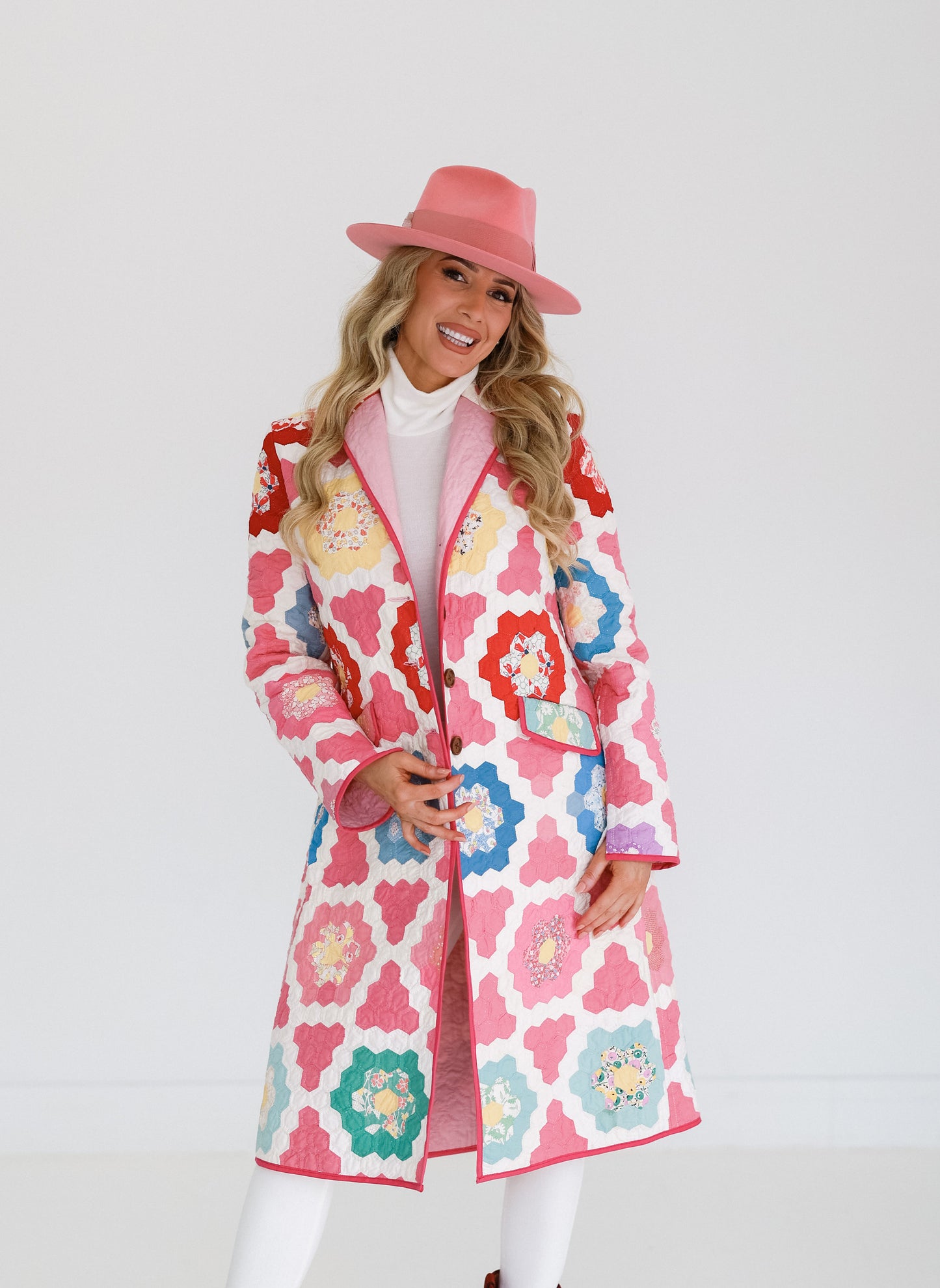 Pink and Red Flower Garden Trench Coat