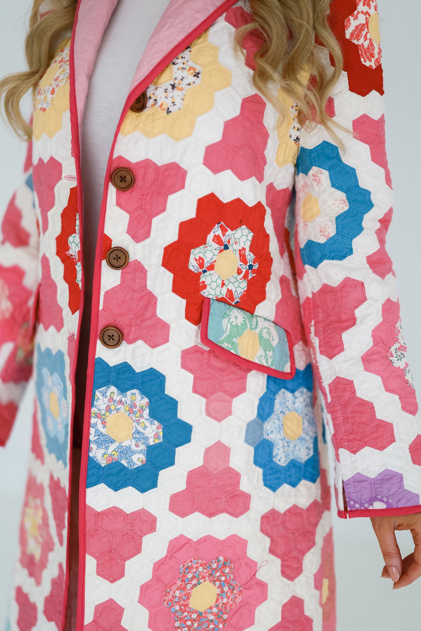 Pink and Red Flower Garden Trench Coat