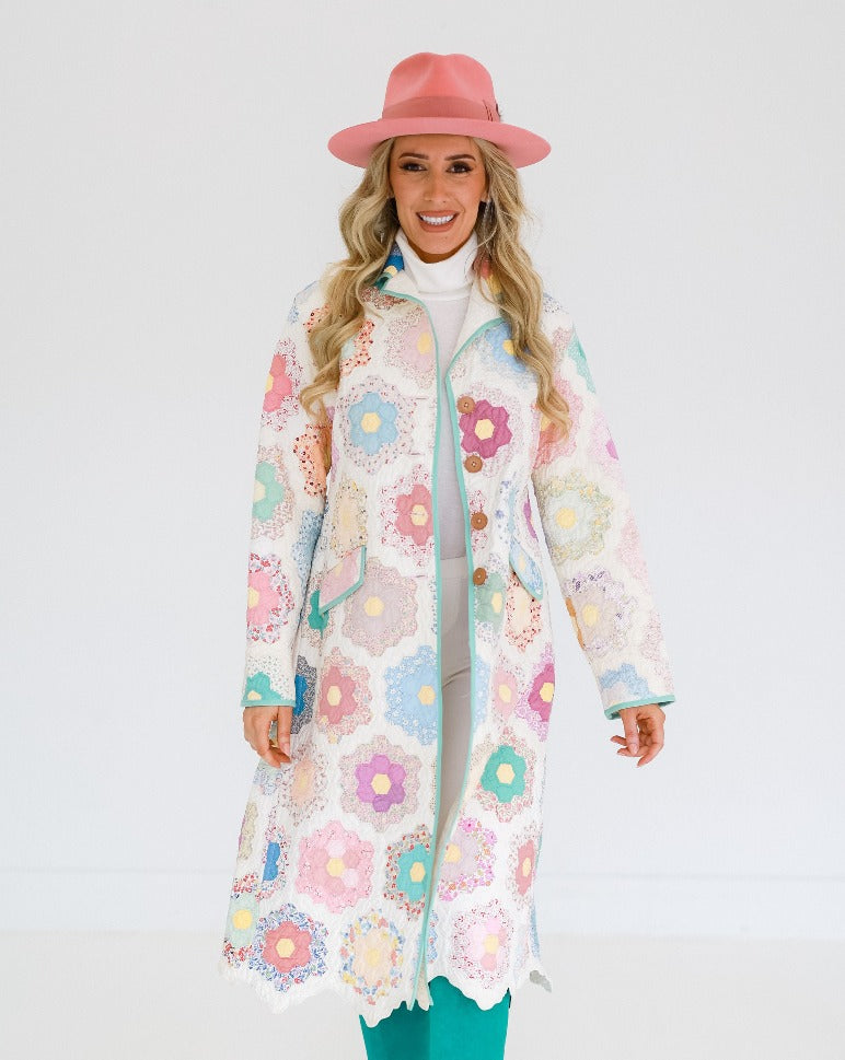 Pastel Flower Garden Trench Coat