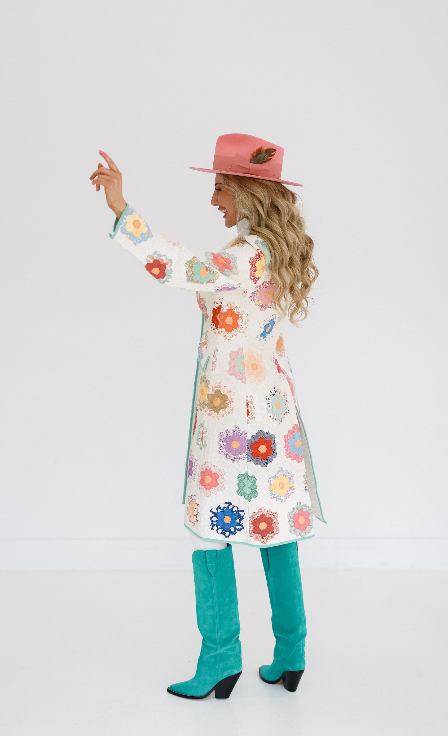 Multi-Colored Flower Garden Trench Coat