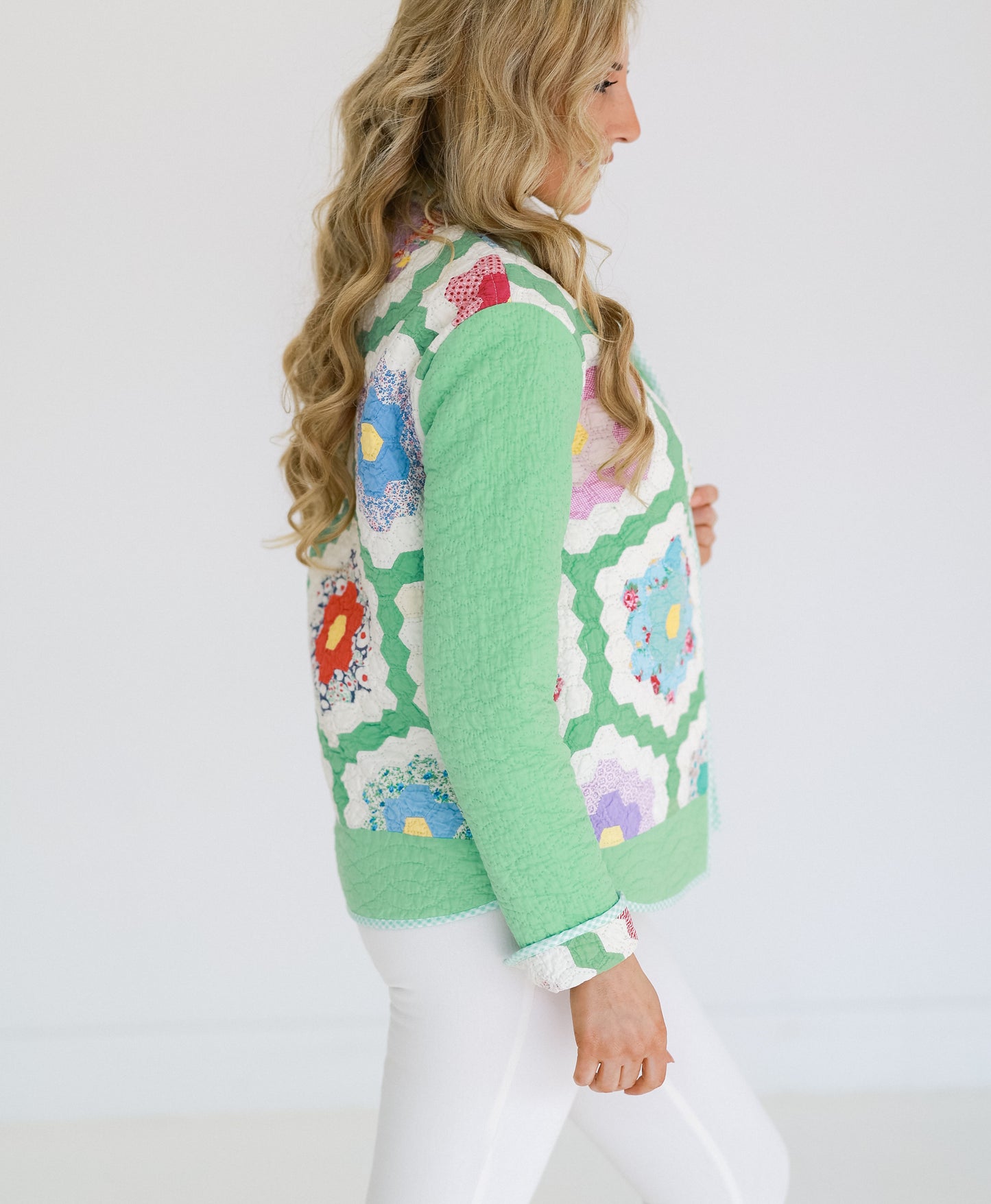 Jade Green Flower Garden Shirt Jacket