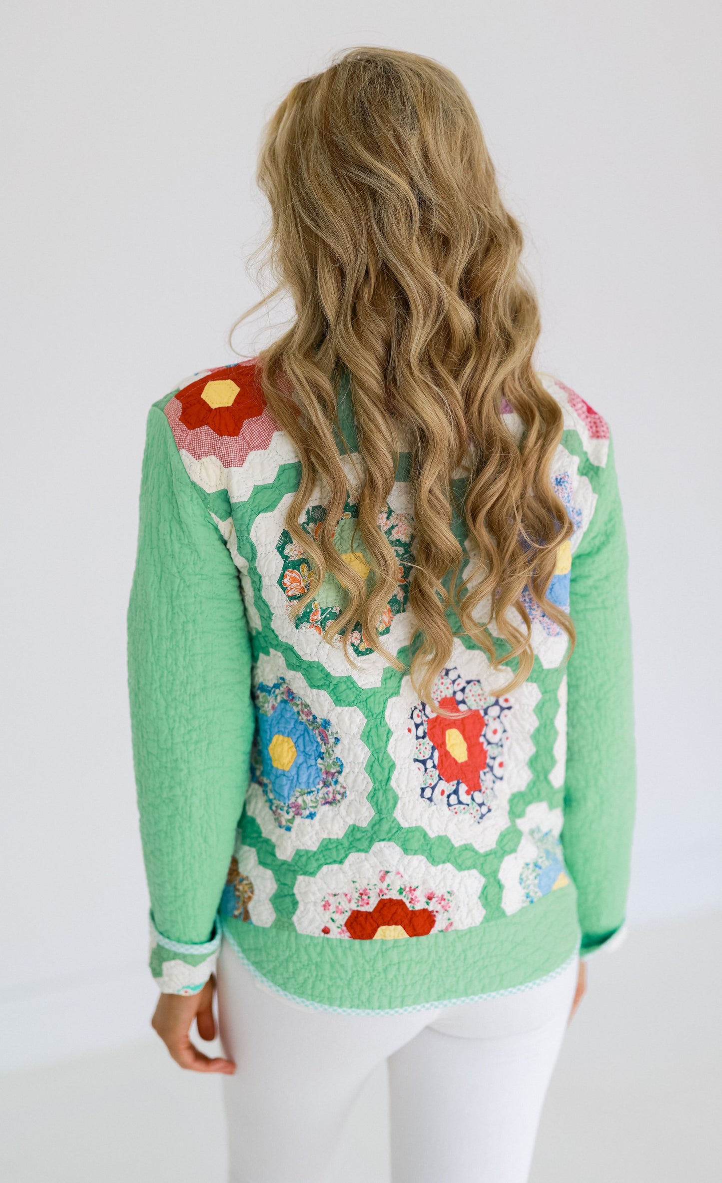 Jade Green Flower Garden Shirt Jacket