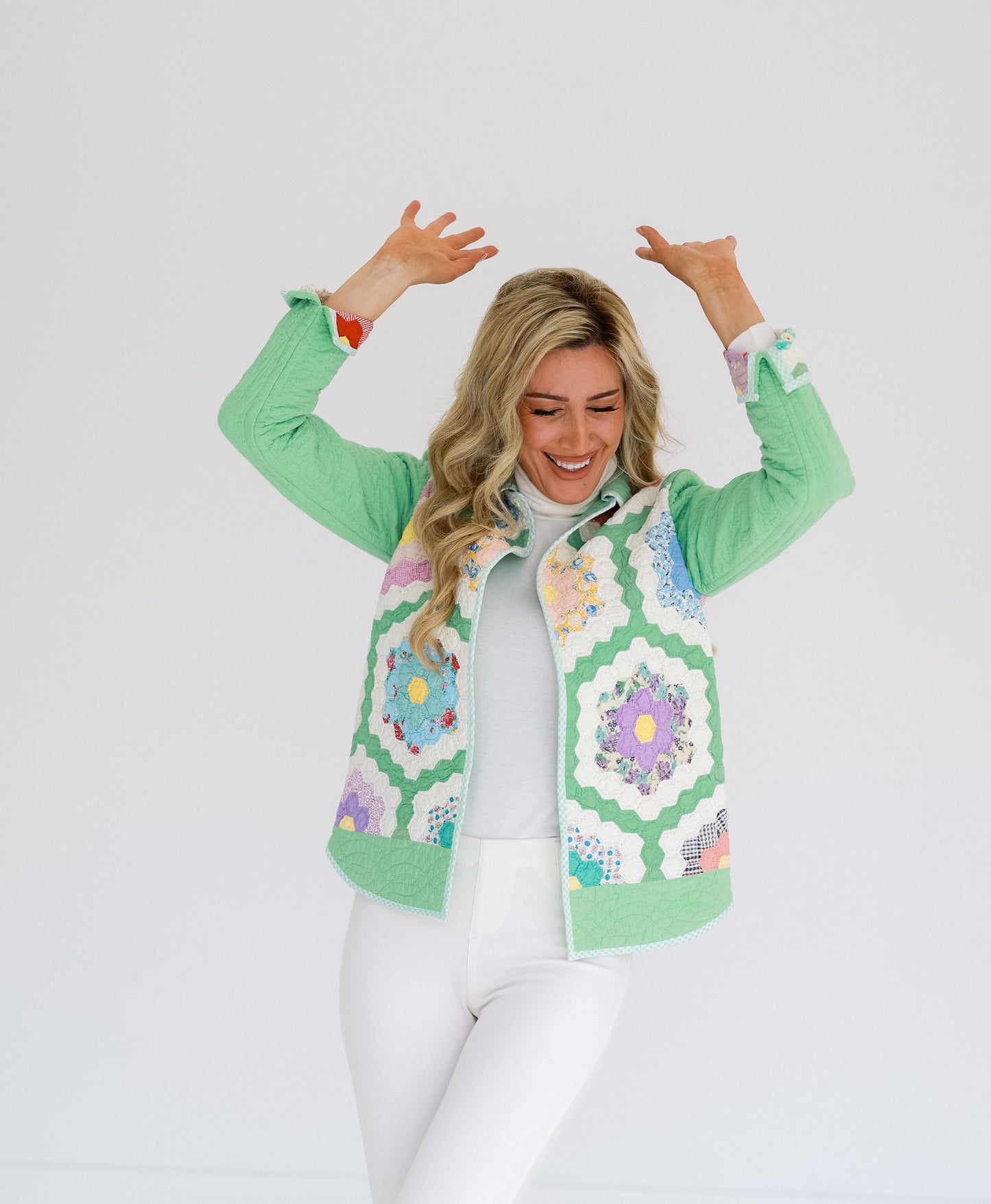 Jade Green Flower Garden Shirt Jacket