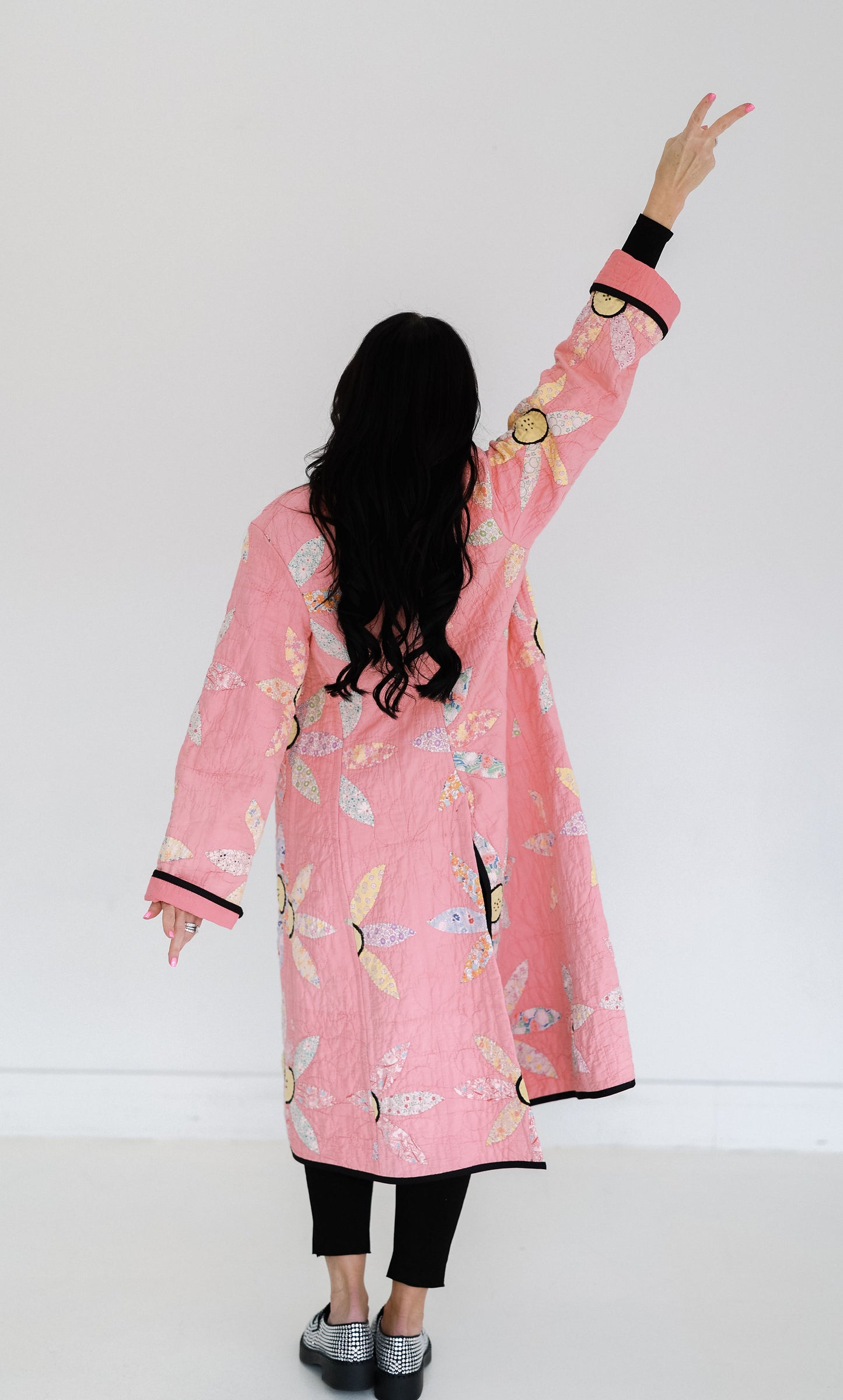 Pink Sunflower Trench Coat