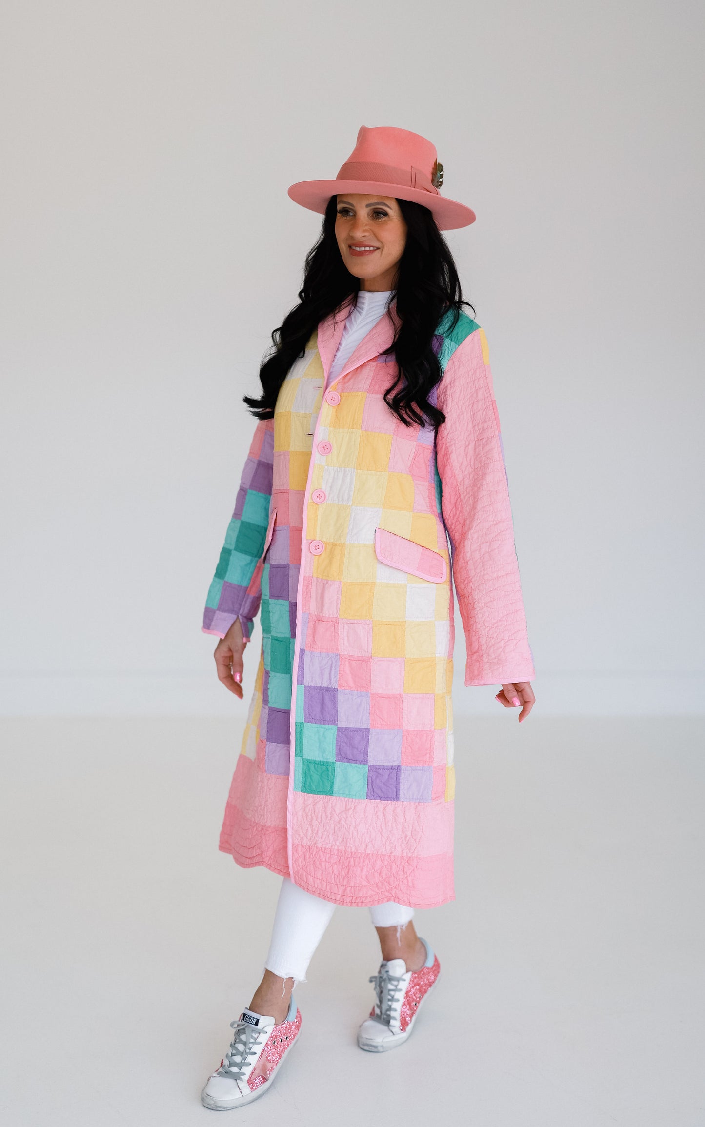 Pink Rainbow Colors Trench Coat