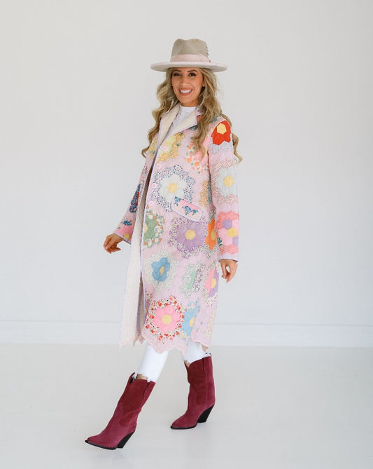 Light Pink Flower Garden Trench Coat