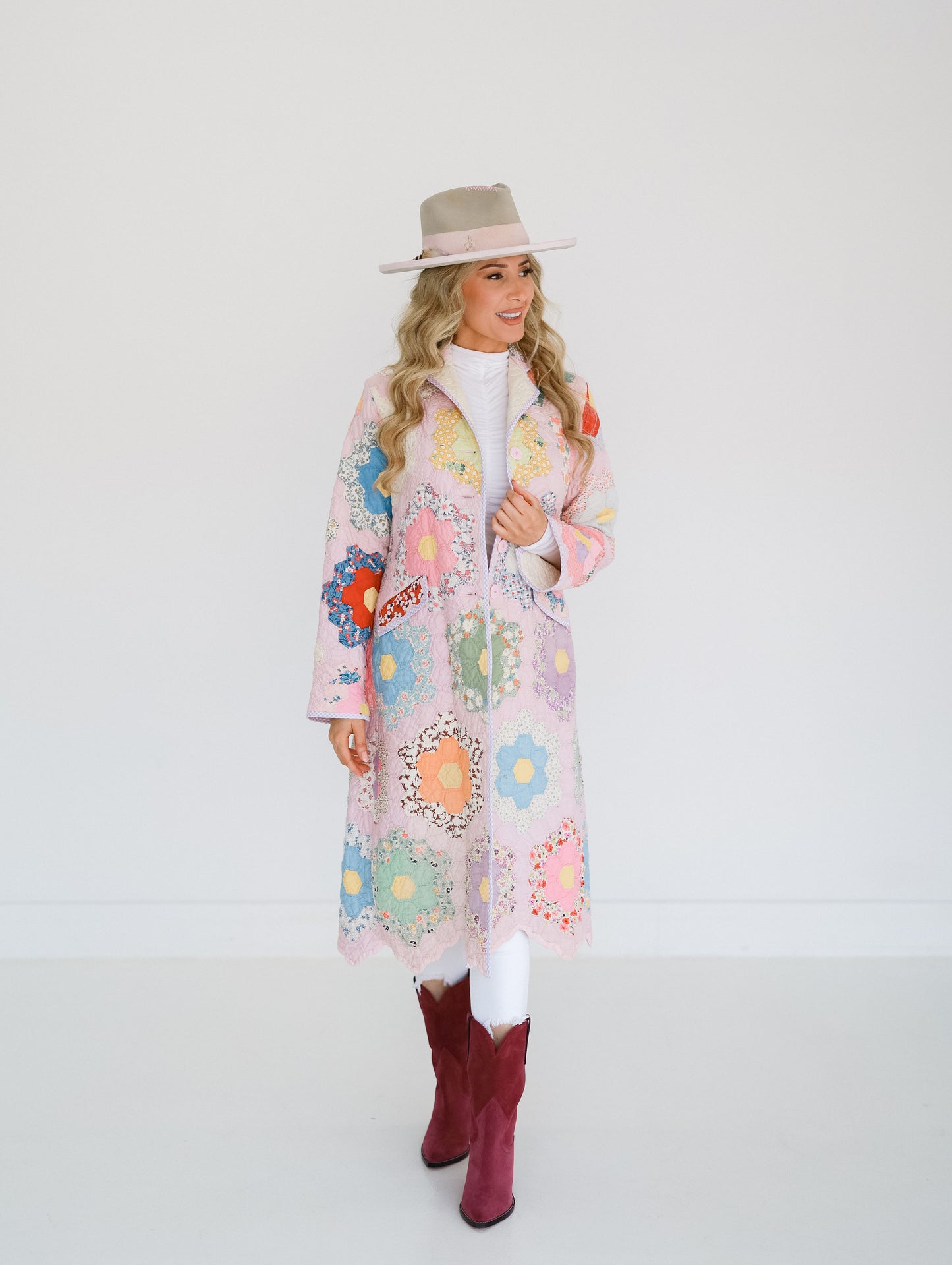 Light Pink Flower Garden Trench Coat