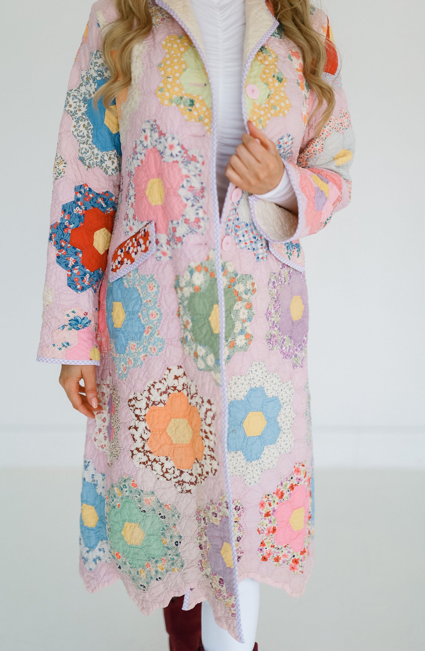 Light Pink Flower Garden Trench Coat