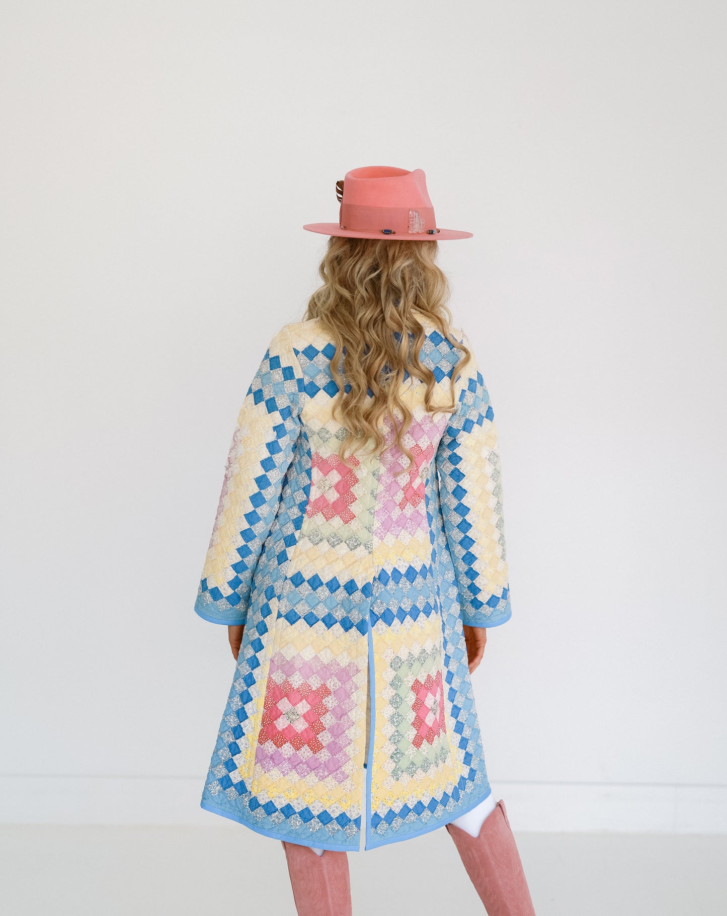 Pastel Vintage Postage Stamp Trench Coat