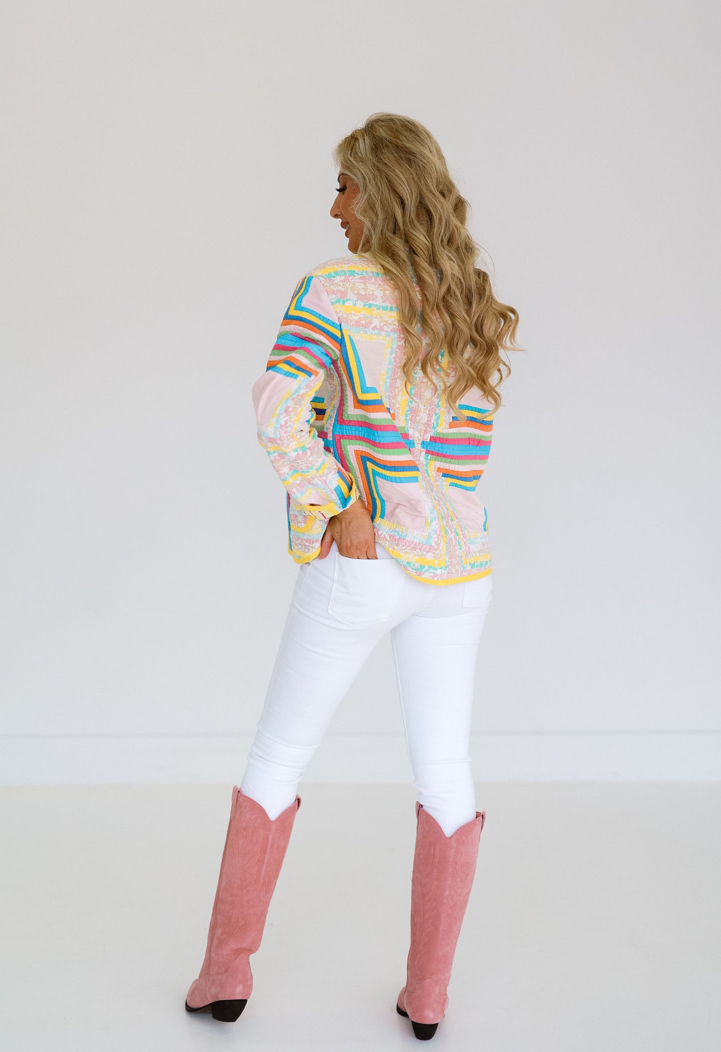 Multi-Colored Log Cabin Shirt Jacket