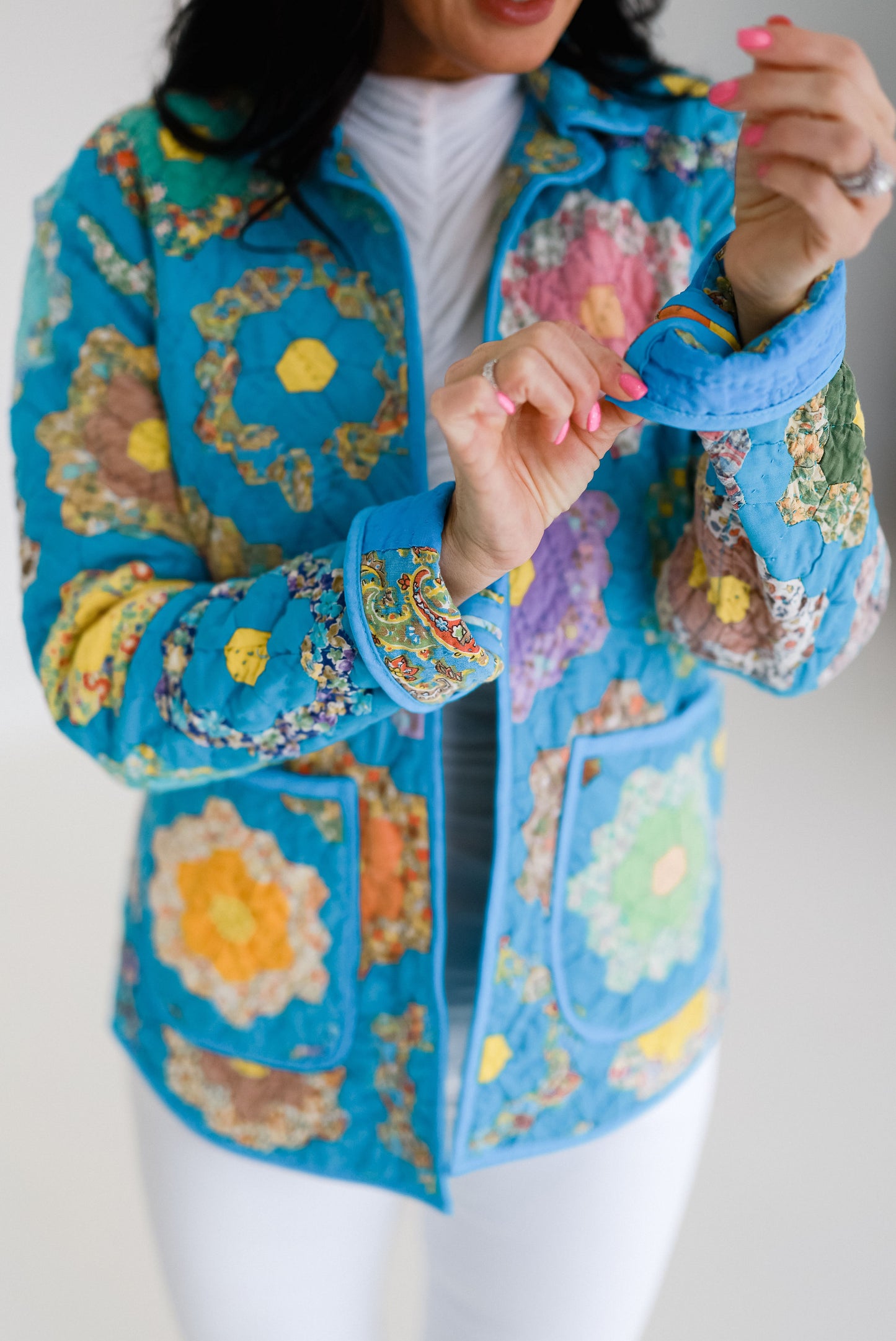 Teal/Turquoise Flower Garden Shirt Jacket