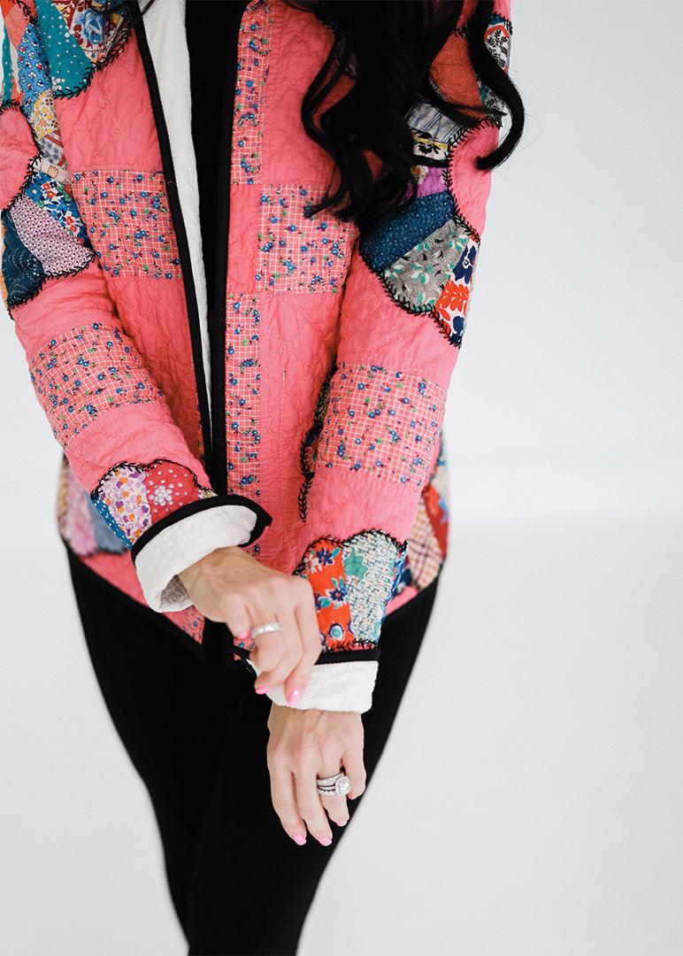 Pink and Black Dresden Plate Shirt Jacket